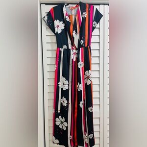 Vilagallo Floral Striped Maxi Dress NWT